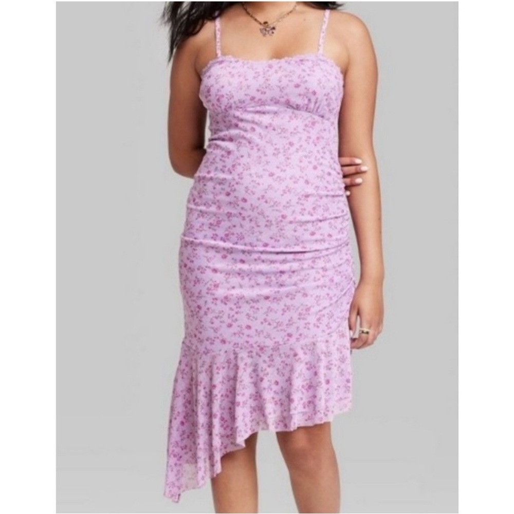 Wild Fable Pink Floral Midi Dress NWOT